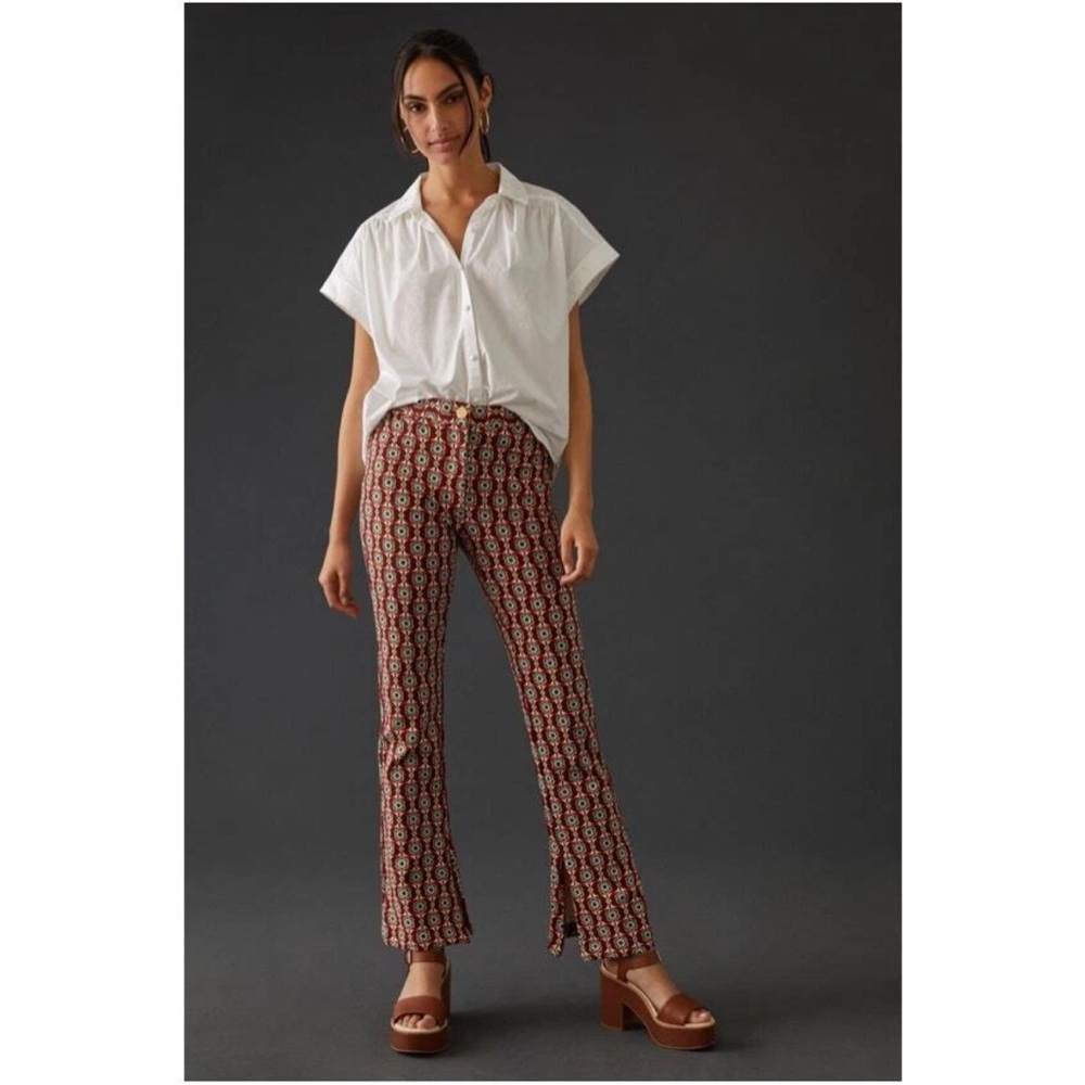 Maeve Anthropologie Floral Ponte Knit Zip Hem Retro Mod Print Size 4 NEW